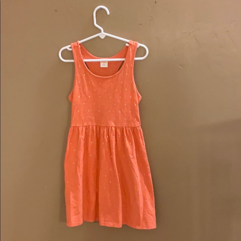 Gymboree orange dress with gold sparkles